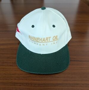 Vintage KC Rhinehart Oil Mobil Pegasus Engine Oil Snap Back Hat Pre Owned